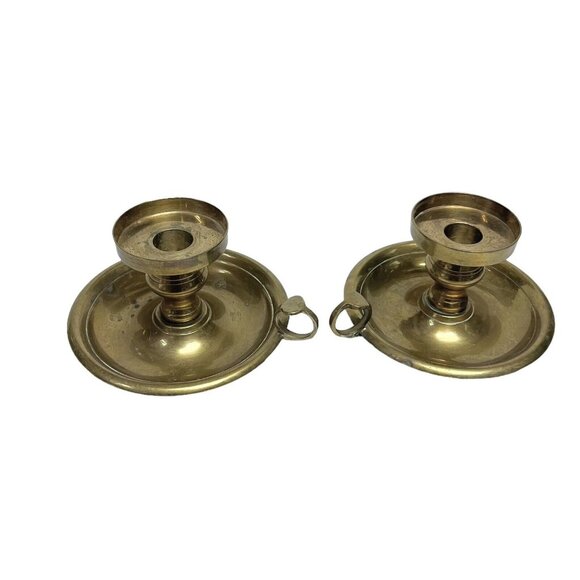2 International Silver Co. Vintage Candle Holder Solid Brass with Finger Ring - Picture 9 of 12